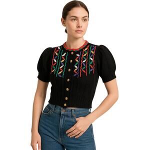 Vintage Helen Harper Original Black Knit Cropped Cardigan Sweater XS/S
